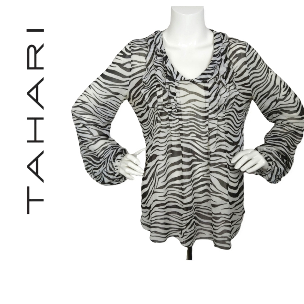 Tahari Zebra Print Long sleeves Blouse
